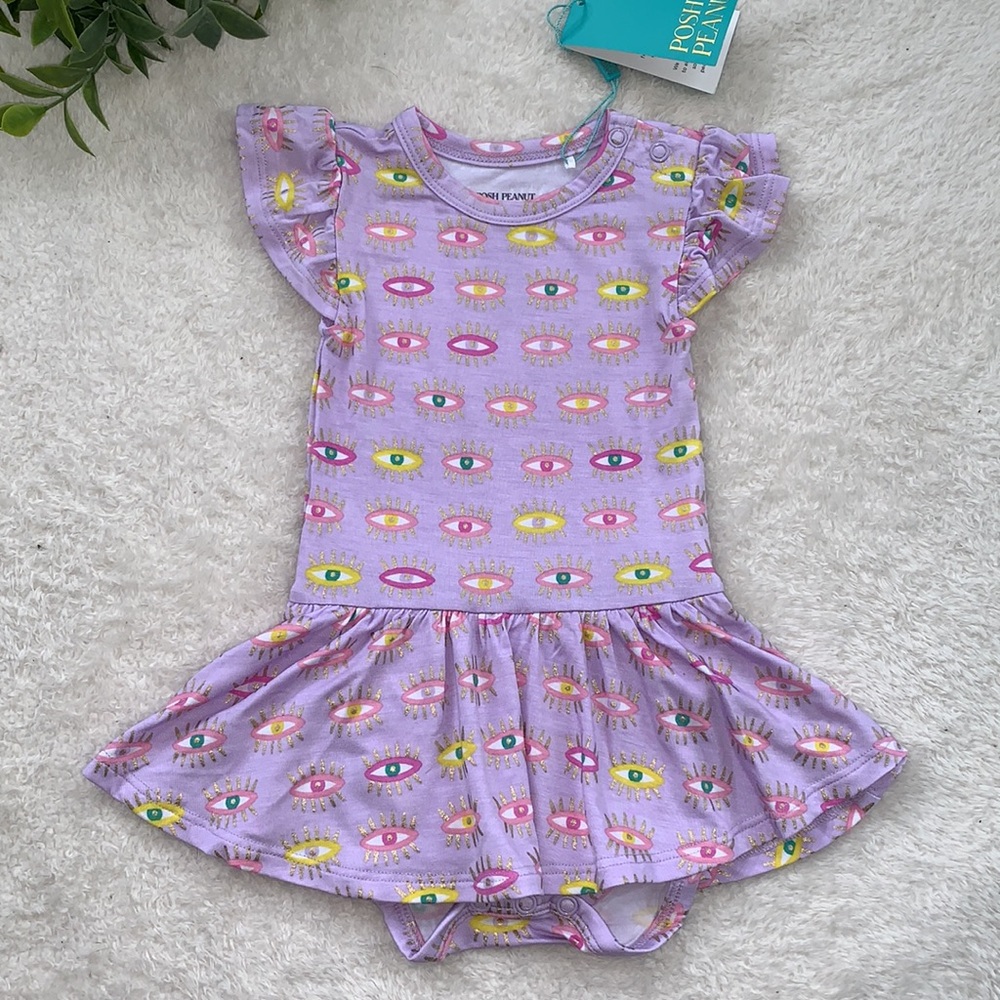 NWT Posh Peanut Cleo Twirl Skirt Bodysuit Dress 6-12M
